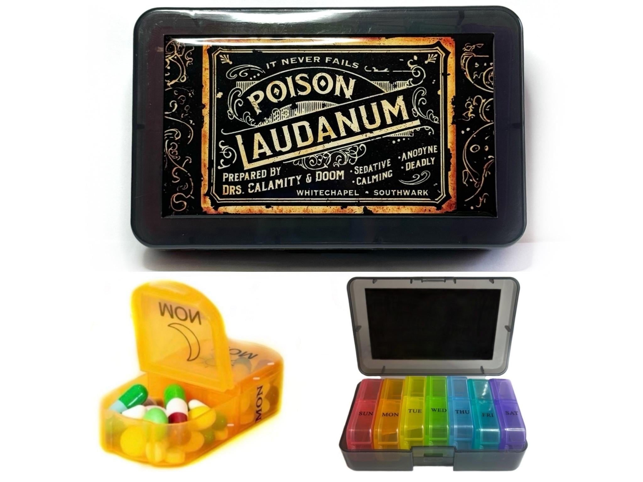 Vintage Laudanum Label 7 Day 2 a Day Pill Box