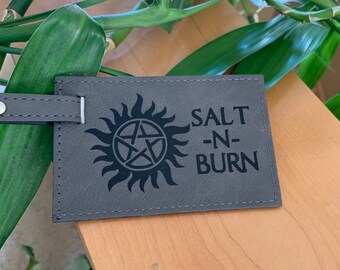 Supernatural Anti Possession Pentagram Salt n Burn Luggage Tag
