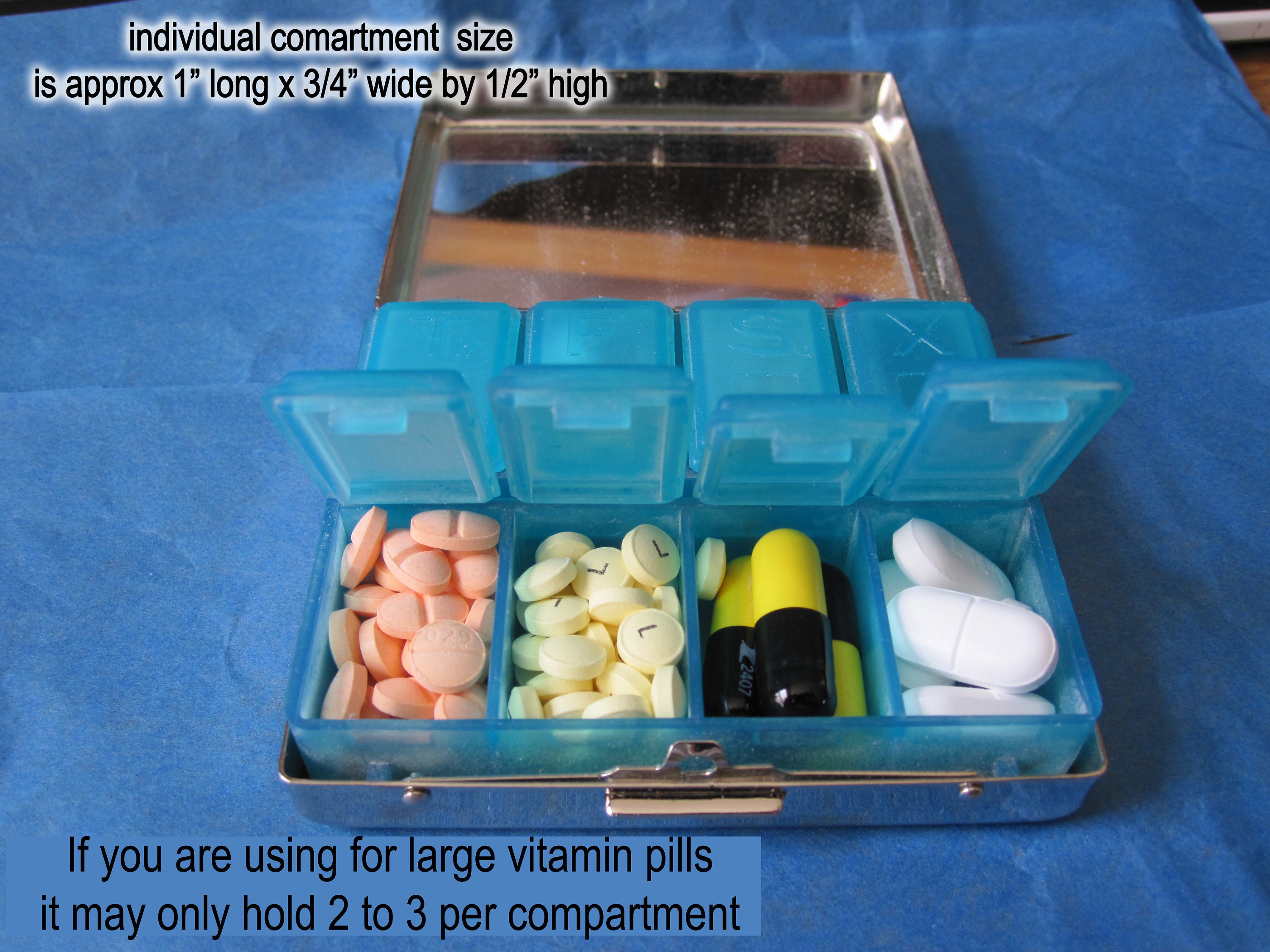 Weekly Pill Organizer Travel Pill Box With Leather Zip Case Strap 7 Day  AM/PM Large Compartments to Hold Medicine Vitamins Supplements 