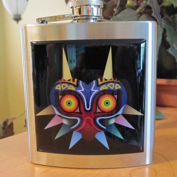 Zelda Majoras Mask Liquor Hip Flask Stainless Steel 6 Ounce Etsy