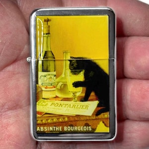 Absinthe Bourgeois Black Cat Refillable  Lighter