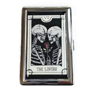 Tarotkaart The Lovers skelet sigarettendoos of kaarthouder