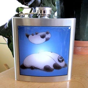 Cantil de bolso Tare Panda Bear para bebidas alcoólicas, em aço inoxidável, 177 ml (6 onças)
