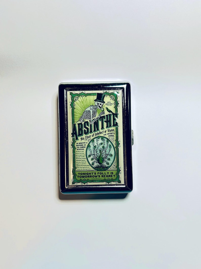 Absinthe Skeleton Belle Epoque Poster Cigarette or Card Case or Wallet ...