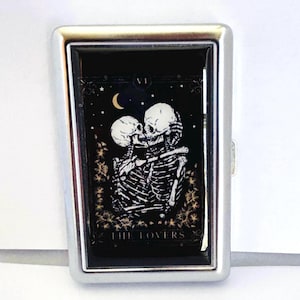 Tarotkaart The Lovers skelet sigarettendoos of kaarthouder
