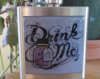 Alice In Wonderland DRINK ME Liquor Hip Flask