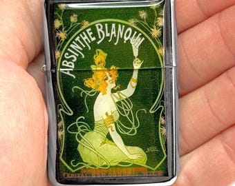 Absinthe Blanqui Green Fairy Vintage  Refillable Lighter