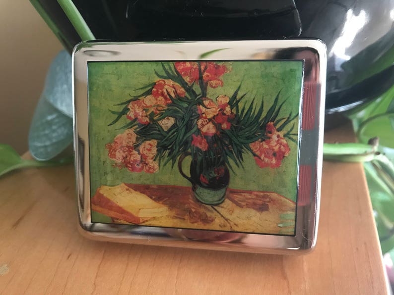 Van Gogh Flowers 8 Day Pill Box with Mirror image 5