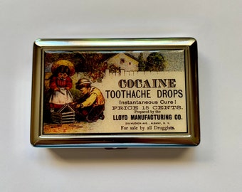 Vintage Toothache Ad Poster Cigarette or Card Case or Wallet