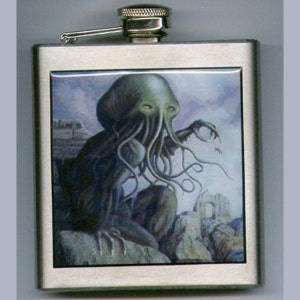 Cthulhu Lovecraft Sci Fi Stainless Steel Liquor Hip FLASK image 2