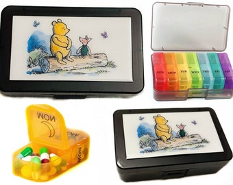 Classic Vintage Winnie The Pooh And Piglet 7 Day 2 a Day Pill Box