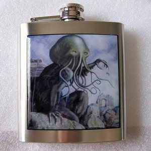 Cthulhu Lovecraft Sci Fi Stainless Steel Liquor Hip FLASK image 1