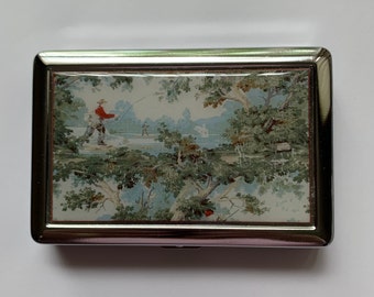 Vintage French Toile Design Cigarette or Card Case or Wallet