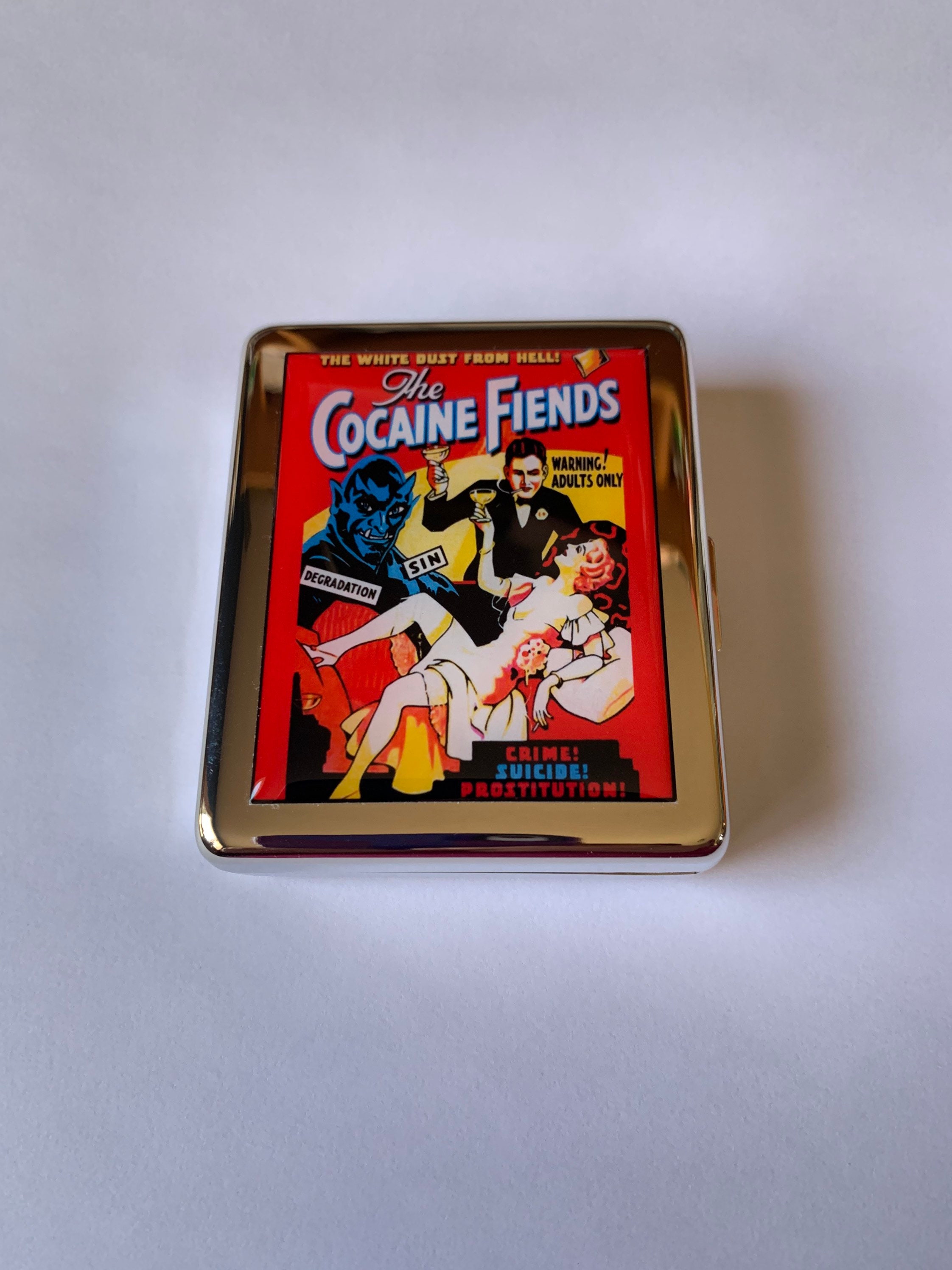 Cocaine Fiends Vintage Poster 7 day Pill Box with Mirror