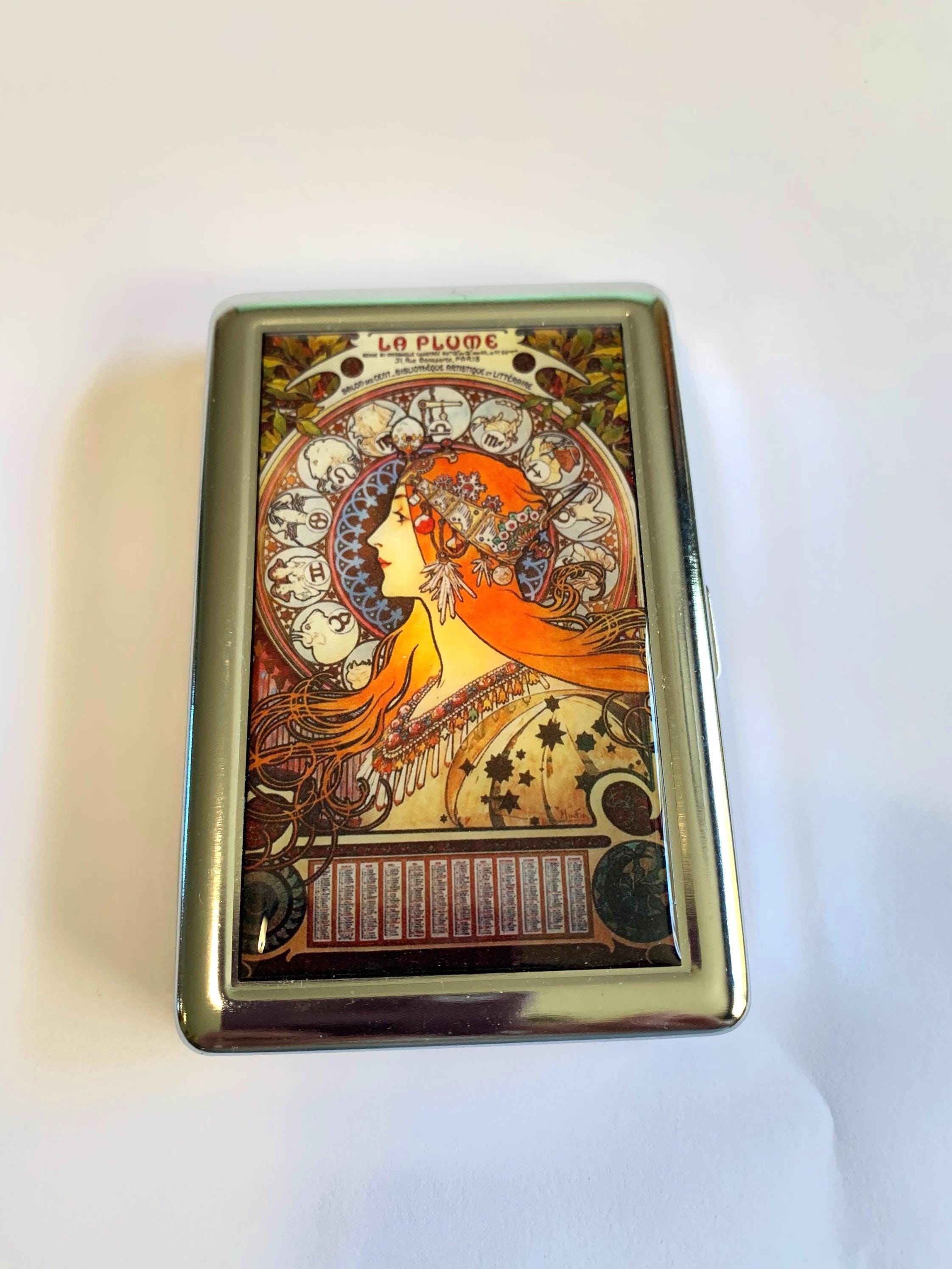 Art Nouveau Vintage Zodiac Cigarette or Card Case Wallet Mucha