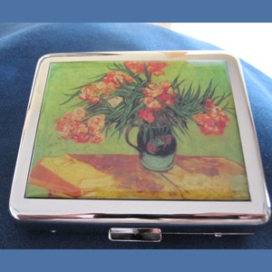 Van Gogh Flowers 8 Day Pill Box with Mirror image 6