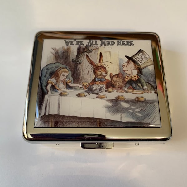 Alice In Wonderland Tea Party 7 day Pill Box with Mirror Image 2