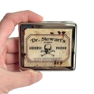 Vintage Arsenic Poison Label 7 Day Pill Box with Mirror
