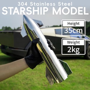 Extra Large Stainless Steel SpaceX Starship Model (Mirror-Polished)  Handmade Metal Craft, Space Lover Gift, Sci-Fi Collectible, 1:144 Scale