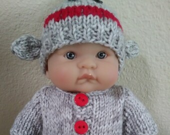 Berenguer Baby Doll Knit Pattern Sock Monkey Suit for 8inch and 8.5inch lots to love baby doll instant download