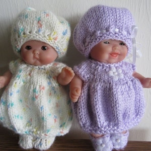 Knitting Pattern Berenguer Baby Doll Bubble Dress Set for the 5 inch Itty Bitty Doll instant digital download image 1