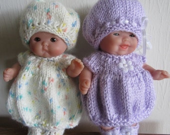 Knitting Pattern Berenguer Baby Doll Bubble Dress Set for the 5 inch Itty Bitty Doll instant digital download