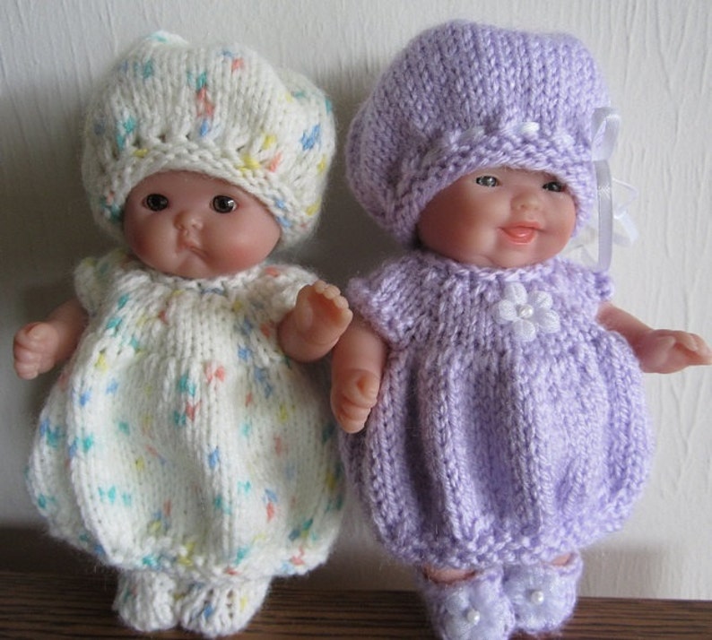 Knitting Pattern Berenguer Baby Doll Bubble Dress Set for the 5 inch Itty Bitty Doll instant digital download image 1