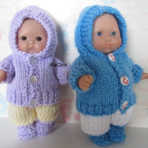 Knit Pattern Download Winter Hoodie Set for 5 inch Chubby Berenguer Baby Dolls snow pants and boots pdf  free shipping instant