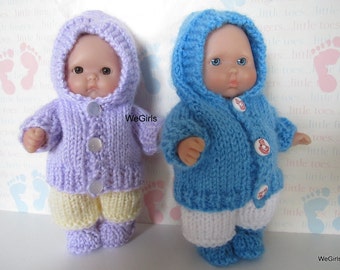 Knit Pattern Download Winter Hoodie Set for 5 inch Chubby Berenguer Baby Dolls snow pants and boots pdf  free shipping instant