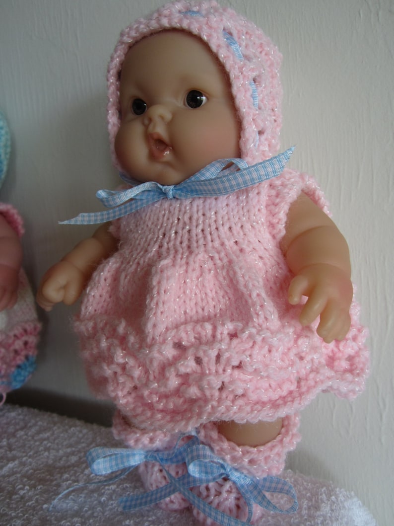 Knitting Pattern Berenguer Baby Dolls Feather and Fan Dress Set also fits Lil Cutesies digital download 2 versions image 2