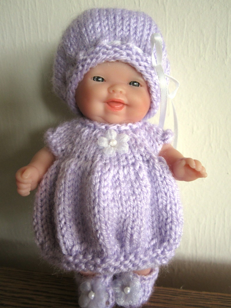 Knitting Pattern Berenguer Baby Doll Bubble Dress Set for the 5 inch Itty Bitty Doll instant digital download image 2