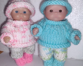 Berenguer Baby Doll Knitting Pattern Jolly Jumper Pullover and Hat Set fits chubby 5 inch itty bitty pdf knitting pattern instant download