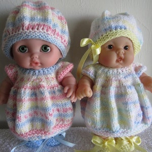 Baby Doll Knitting Pattern Bubble Dress Set for 8 inch Lots to Love and Lil Cutesies Baby Dolls Berenguer
