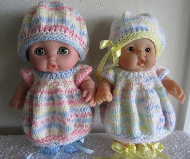 Baby Doll Knitting Pattern Bubble Dress Set for 8 inch Lots to Love and Lil Cutesies Baby Dolls Berenguer image 1