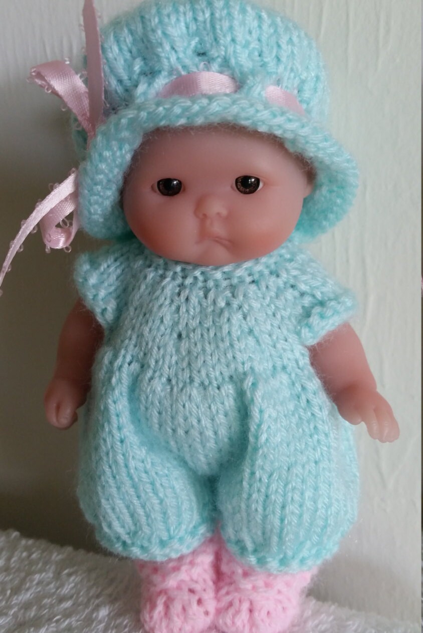 Berenguer Baby Doll Knitting Pattern Romper and Hat Set Fits Chubby 5 ...