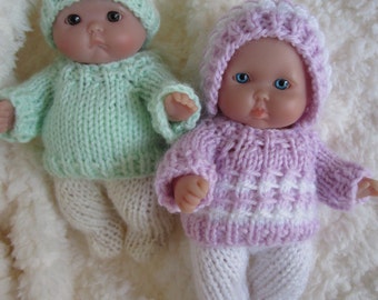 Doll Clothing Knit Pattern Berenguer Baby Doll Boy and Girl Sweater with Leggings Set fits the 5 inch doll knitting pattern instant download