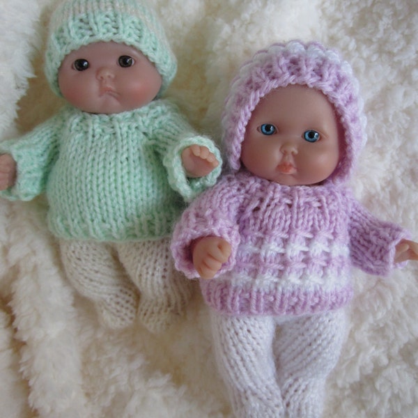 Doll Clothing Knit Pattern Berenguer Baby Doll Boy and Girl Sweater with Leggings Set fits the 5 inch doll knitting pattern instant download