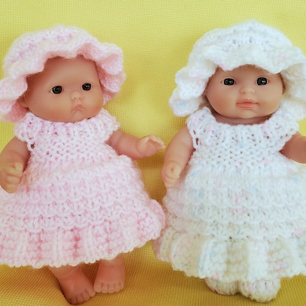 Pdf pattern doll clothes Ruffle Dress Set for Berenguer Lots to Love Baby Doll 5 inch chubby itty bitty knitting pattern