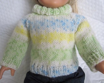 Knitting Pattern for 18 inch Dolls Easy Top Down Turtleneck Instant Pattern download now available no shipping or waiting
