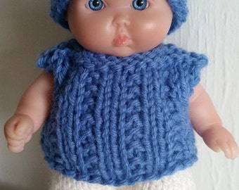 Berenguer Baby Doll Knitting Pattern Ribbed Pullover and Hat Set fits chubby 5 inch itty bitty pdf knitting pattern instant download