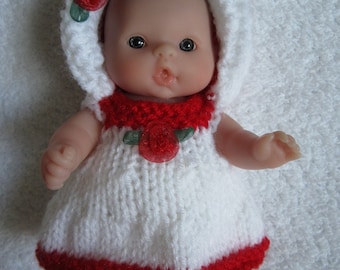 Knitting Pattern pdf Summertime Baby Doll Dress Set for 5 inch chubby Berenguer Itty Bitty baby doll instant download