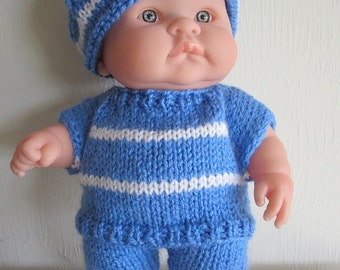 Baby Doll Knit Instant Download Pattern Top Pants and Tam Set for 10 inch Berenguer Lots to Love Baby Doll perfect for boy doll outfit