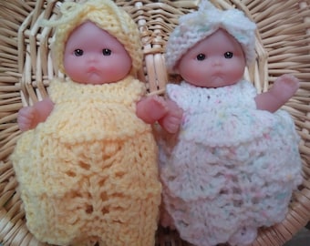Quick to Knit Gown Set for Berenguer Lots to Love Baby Doll 5 inch chubby itty bitty knitting pattern