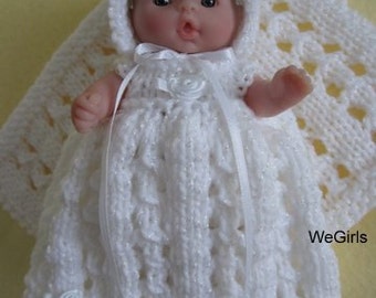 Berenguer Baby Doll Knitting Pattern Lace Christening Gown Set fits chubby 5 inch Berenguer pdf knitting pattern instant download