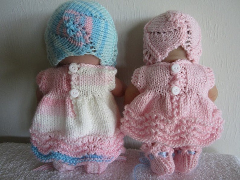Knitting Pattern Berenguer Baby Dolls Feather and Fan Dress Set also fits Lil Cutesies digital download 2 versions image 3