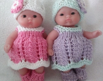 Knitting Pattern Berenguer Baby Doll Spring Flower Dress Set pdf download doll clothes