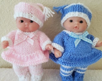 Doll Clothing Knit Pattern Berenguer Baby Doll Angel Top & Beret Hat Set fits the 5 inch doll knitting pattern instant download