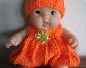 Berenguer Baby Doll Knit Pattern Pumpkin Romper Set for 8 inch lots to love baby doll instant download