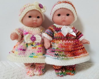 Berenguer Doll Sock Yarn Dress Knitting Pattern 5 Inch Chubby doll clothes digital download