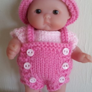 Berenguer Knitting Pattern 5 Inch Chubby Bib Front Romper Set baby doll clothes